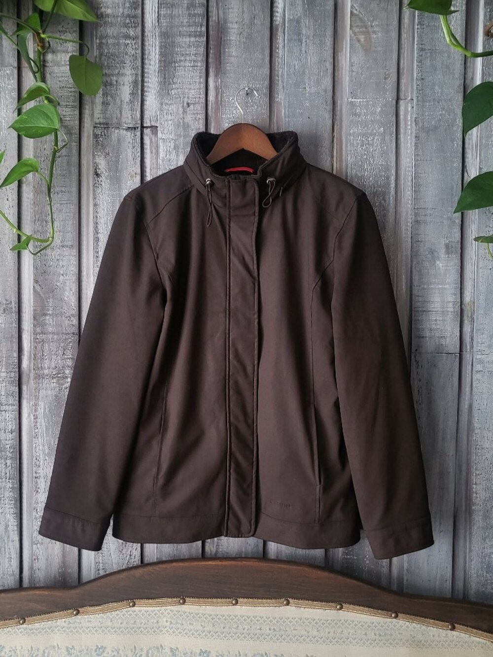 Weatherproof Brown Softshell Jacket Packable Hood M